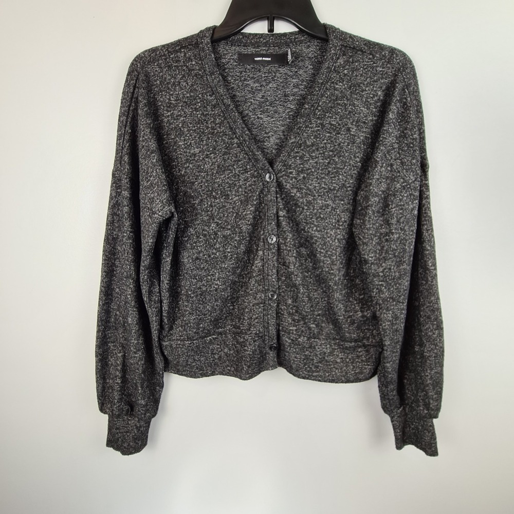 Vero Moda‎ Button Up Cardigan Sweater Women's Size XS Gray V-Neck Oversized